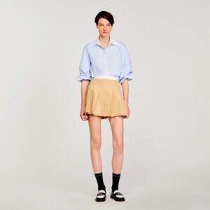 Sandro stripy rhinestone shirt with contrast collar, new with tags. Cropped.